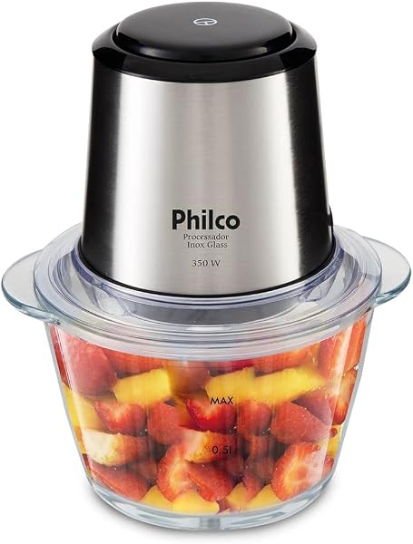 Mini Processador Philco Inox Glass